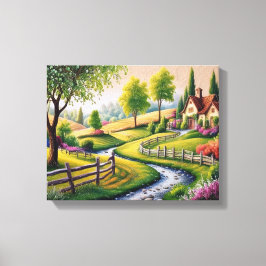 Impressão Em Tela Kit de Pintura em Diamante 5D - Countryside Villa