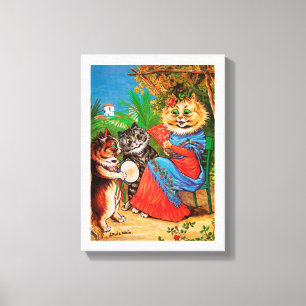 Impressão Em Tela Kittens & Lady, Louis Wain