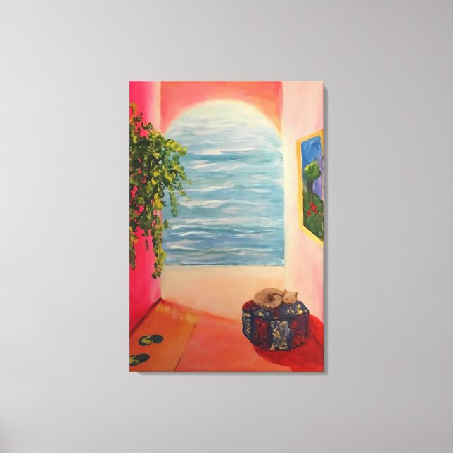 Impressão Em Tela Kitty on the Coast (Frente)