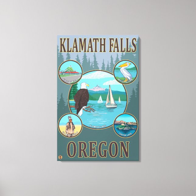 Impressão Em Tela Klamath Falls, Poster de viagens do OregonScenic (Frente)