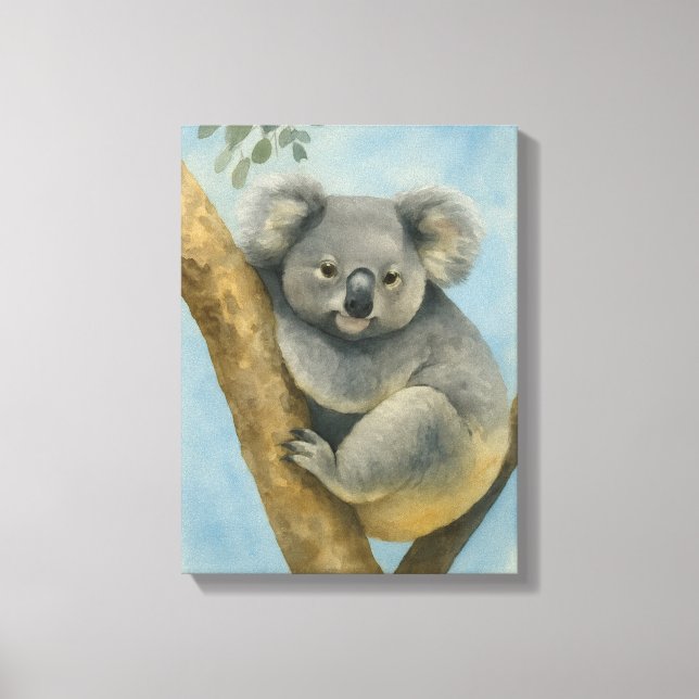 Impressão Em Tela Koala Calm - Watercolor Willife (Frente)