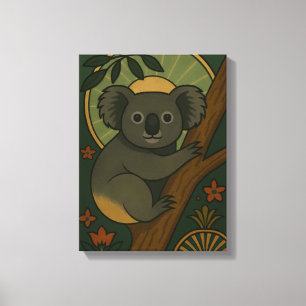 Impressão Em Tela Koala Ornamental em Mandala Botânica