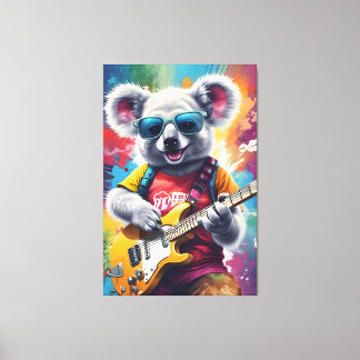 Impressão Em Tela Koala tocando violão, grafite rock