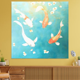 Impressão Em Tela Koi Fish Petal Bloch Watercolor