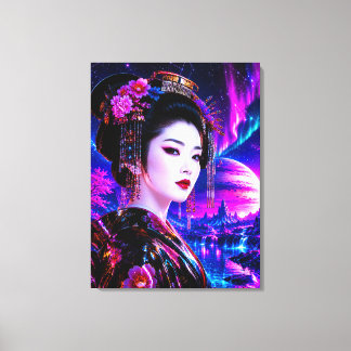 Impressão Em Tela Kosmische Geisha im Neon‑Traumland