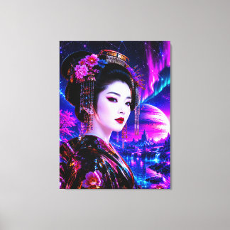 Impressão Em Tela Kosmische Geisha im Neon‑Traumland
