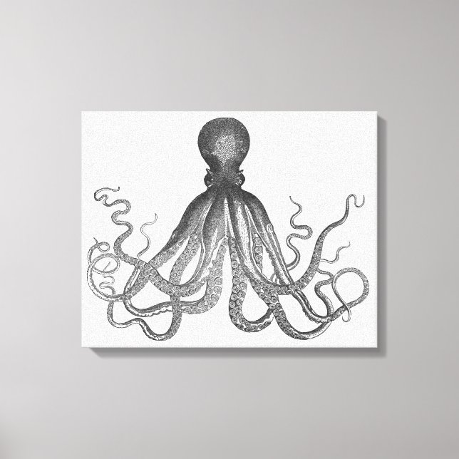 Impressão Em Tela Kraken - Octopus Gigante Negro / Cthulu (Frente)