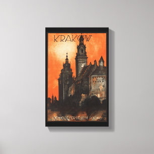 Impressão Em Tela Krakow Polônia - Poster de viagens polonês Vintage