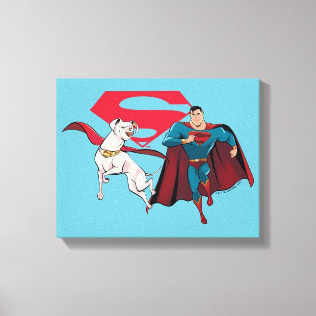 Impressão Em Tela Krypto e Superman (Frente)