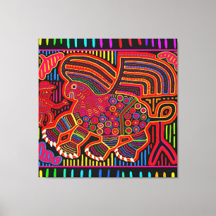 Impressão Em Tela Kuna - Dragão Mola Amigável da Índia