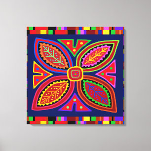 Impressão Em Tela Kuna Indian Mola Flora