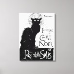 Impressão Em Tela La tournée du Chat Noir<br><div class="desc">Um impressão pop de arte preto e branco do icônico poster de arte de 1896 pelo nascer suíço Art Nouveau,  pintor teófilo Steinlen. "Chat Noir" é francês para "black cat".</div>