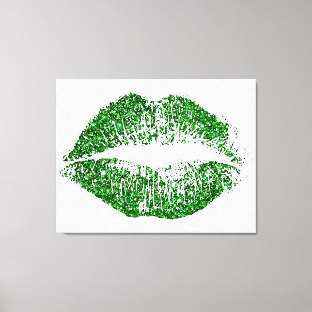 Impressão Em Tela Lábios de brilho verde #2 (Frente)
