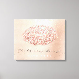 Impressão Em Tela Lábios Dourados cor-de-rosa do beijo das cinzas d