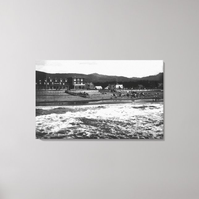 Impressão Em Tela Lado a lado, Oregon Beach e Hotel Moore Fotografia (Frente)
