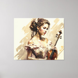 Impressão Em Tela Lady com Violin