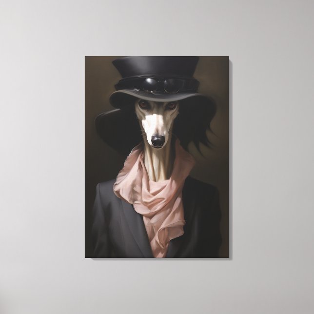 Impressão Em Tela Lady Saluki Top Hat (Frente)