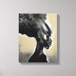 Impressão Em Tela Lady Shy - Mulher Africana Bonito - Desenho Migrad