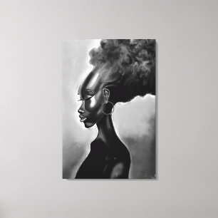 Impressão Em Tela Lady Shy - Mulher Africana Bonito - Desenho Migrad