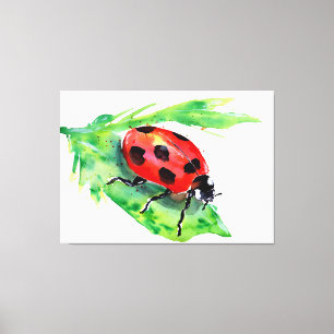 Impressão Em Tela Ladybug na Folha Verde