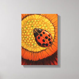 Impressão Em Tela Ladybug Vermelho Em Uma Flor Zinina Vibrante