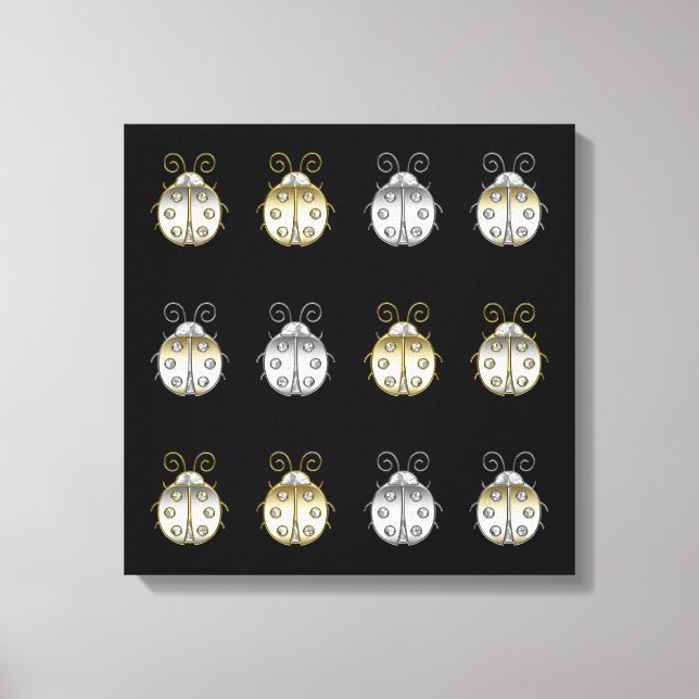 Impressão Em Tela Ladybugs Dourado Silver Diamond (Frente)