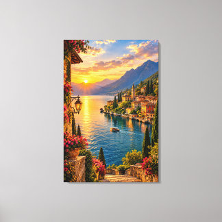 Impressão Em Tela Lago de Como Itália Pôr do Sol – Lago Italiano Cin