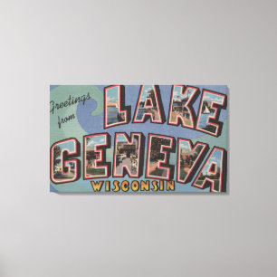 Impressão Em Tela Lago Genebra, Wisconsin - Cenas com Letras Grandes