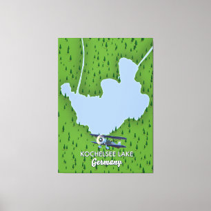 Impressão Em Tela Lago Kochelsee, mapa da Alemanha