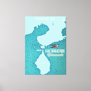 Impressão Em Tela Lago Maracaibo, Venezuela mapeia navegação.