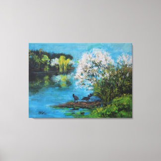 Impressão Em Tela lago primavera