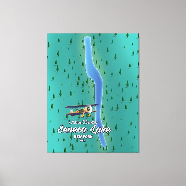 Impressão Em Tela Lago Seneca, mapa do lago NYC (Frente)