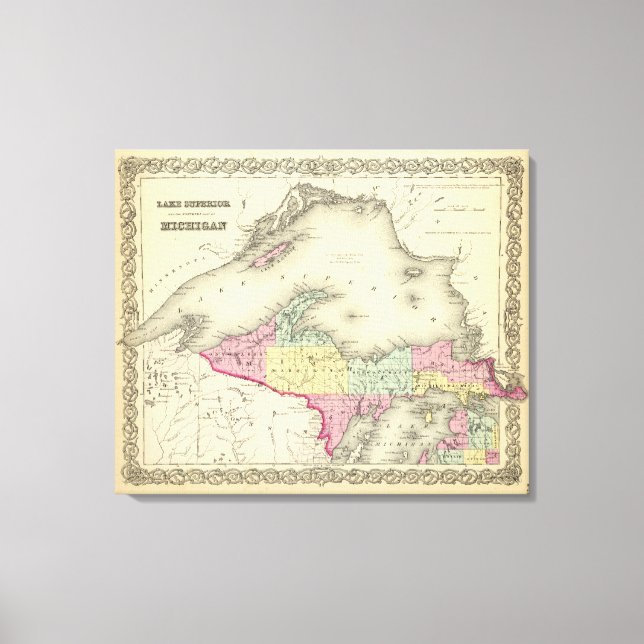 Impressão Em Tela Lago Superior E Parte Norte De Michigan (Frente)