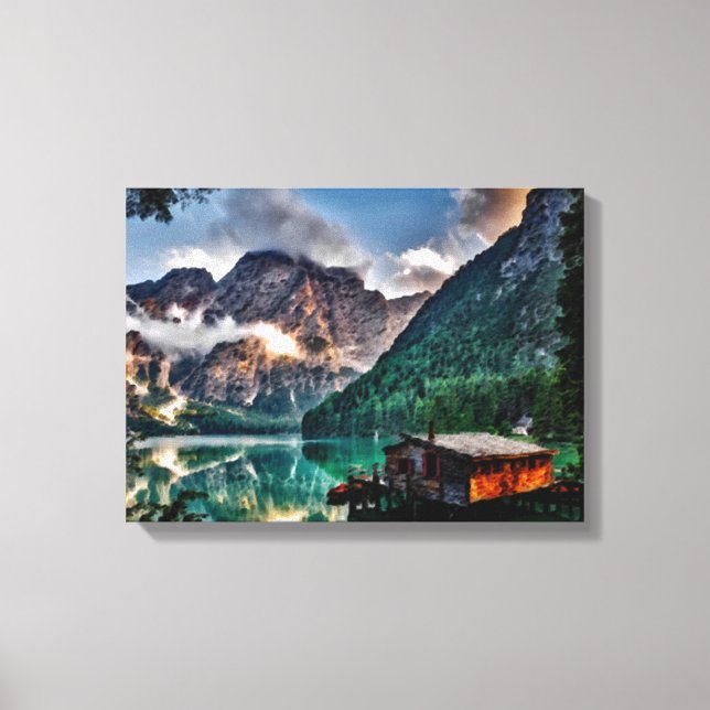 Impressão Em Tela Lago Surreal Italiano (Frente)