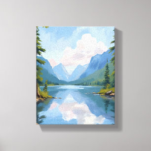 Impressão Em Tela Lago Tahoe Pintura a Óleo Paisagem