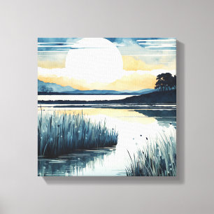 Impressão Em Tela Lago Tranquil Moonlight