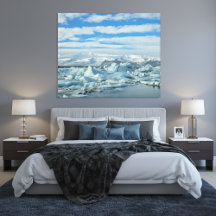 Lagoa de Iceberg da Islândia e Montanhas Nevadas Á