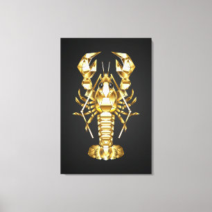 Impressão Em Tela lagosta de lagosta poligonal ouro em preto