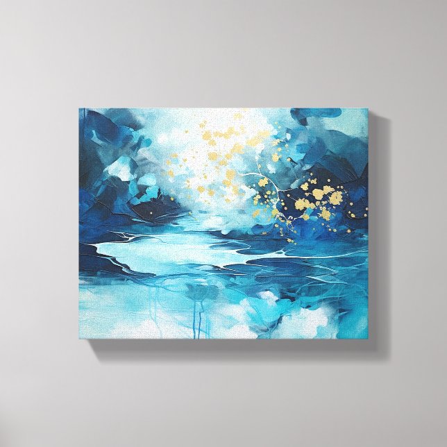 Impressão Em Tela Lágrimas de Azul Celeste Abstrato (Frente)