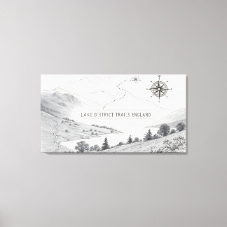 Impressão Em Tela Lake District England Trails Ink Sketch Wall Art
