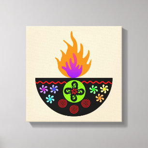 Impressão Em Tela Lâmpada colorida Diya de Diwali