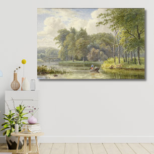 Impressão Em Tela Landschap encontrou Figuren em een Roeibootje Vint