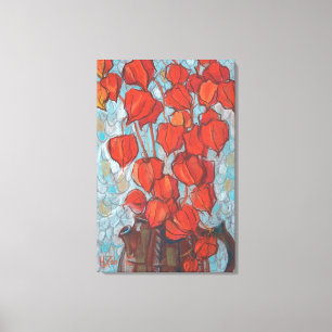 Impressão Em Tela Lanternas Chinesas, Pintura Floral de Physalis Aut