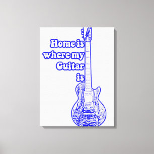 Impressão Em Tela Lar é onde está o meu violão. violão azul vintage