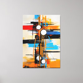 Impressão Em Tela Laranja Azul Dinâmico Abstrato Geométrico Meados d