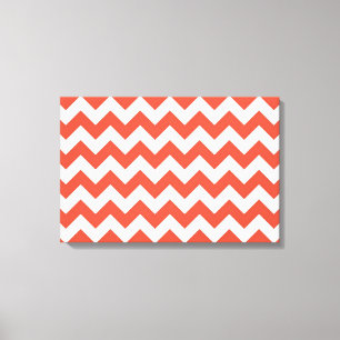 Impressão Em Tela Laranja e Zigzag Branco