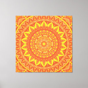 Impressão Em Tela Laranja Mandala Warm Boho Geométrico Padrão Vibran