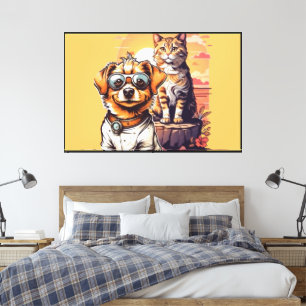 Impressão Em Tela Laranja Pet Illustração Sunset