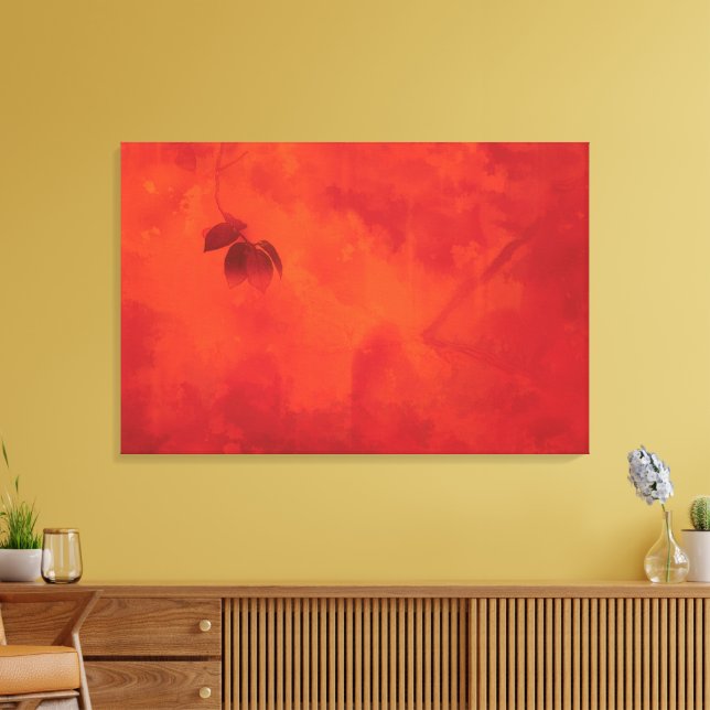 Impressão Em Tela Laranja Queimada - Leaf Abtract Autumn (Insitu(Sala de estar))