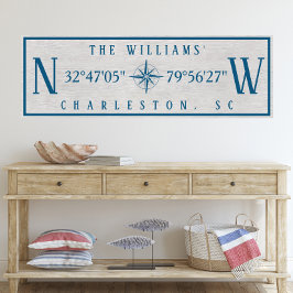 Impressão Em Tela Latitude Longitude Personalized Family Name Wrap